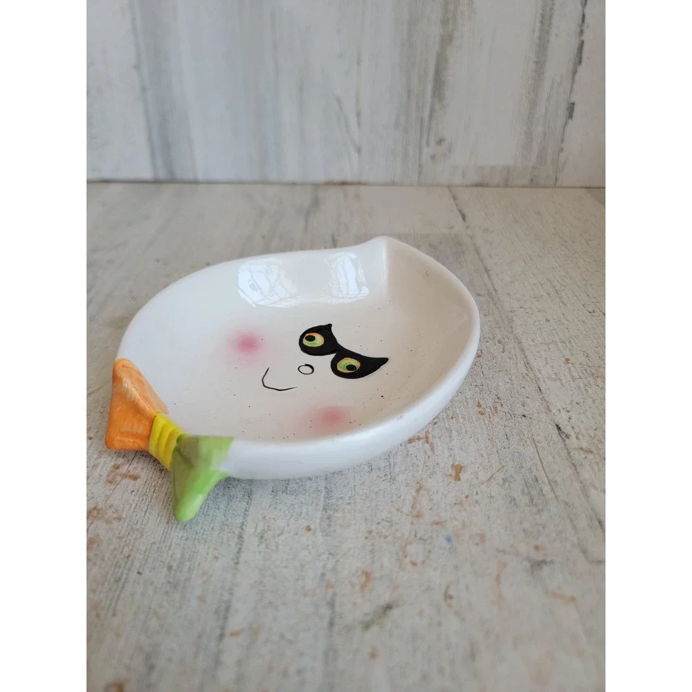 Vintage ghost face candy dish boo mask Halloween ceramic home decor